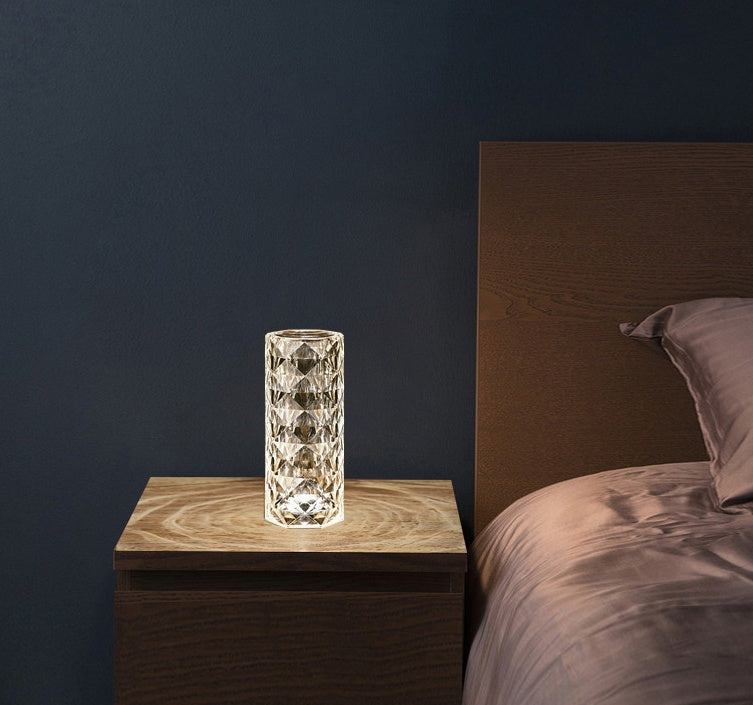 Nordic Crystal USB Table Lamp – Touch Dimming Diamond Night Light
