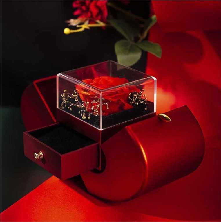 Elegant Eternal Rose Jewelry Box – Apple-Shaped Gift for Her