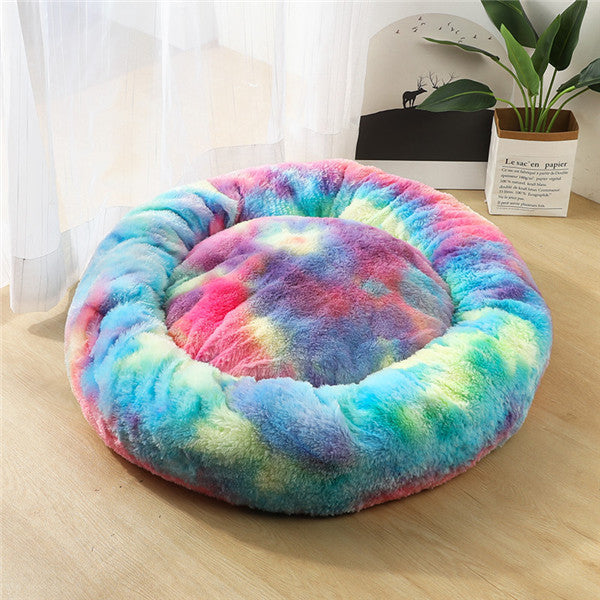 Round Plush Pet Bed – Cozy Nest for Small Dogs & Cats