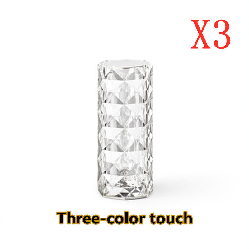 Nordic Crystal USB Table Lamp – Touch Dimming Diamond Night Light