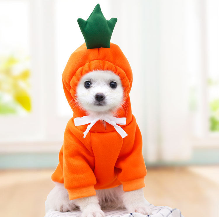 Cute Fruit Dog Hoodie – Warm Fleece Outfit for Small Pets
