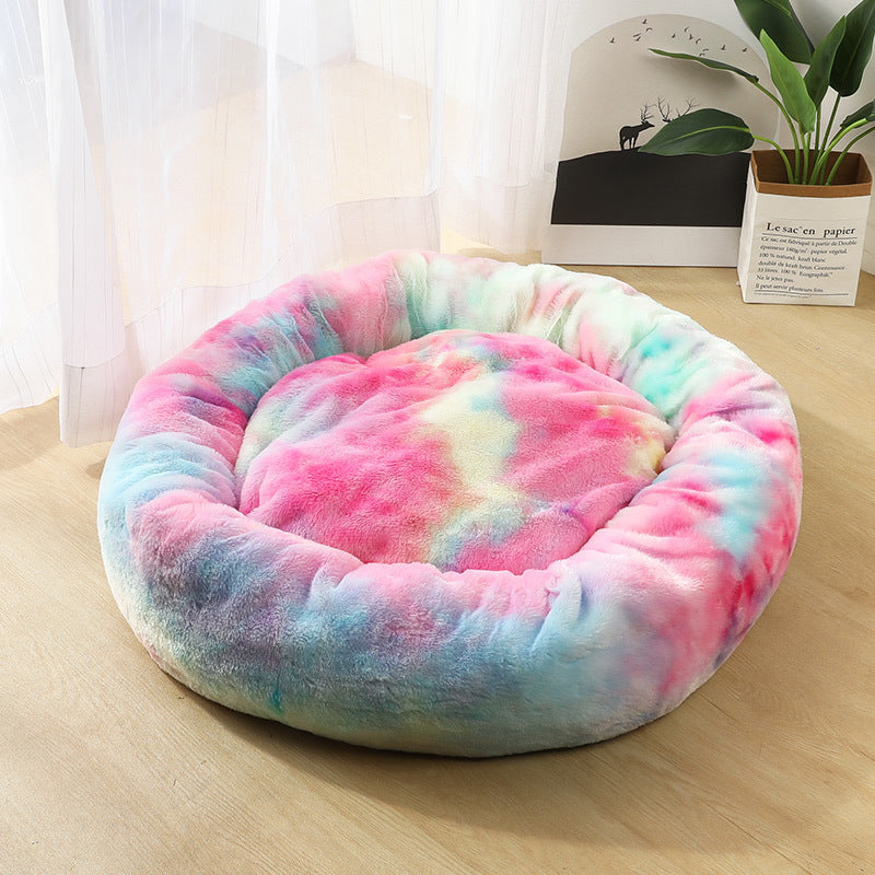 Round Plush Pet Bed – Cozy Nest for Small Dogs & Cats