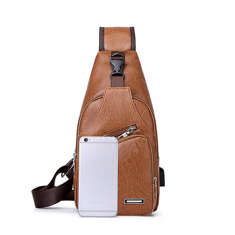 Men’s USB Charging Chest Bag – Casual Fashion Crossbody Shoulder Pack