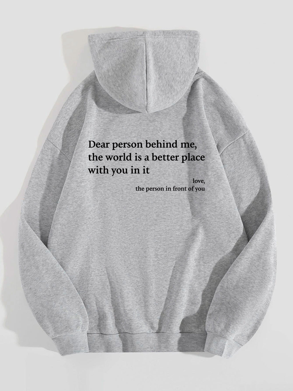 Women’s Plush Hoodie – “Dear Person Behind Me” Letter Print Sweatshirt