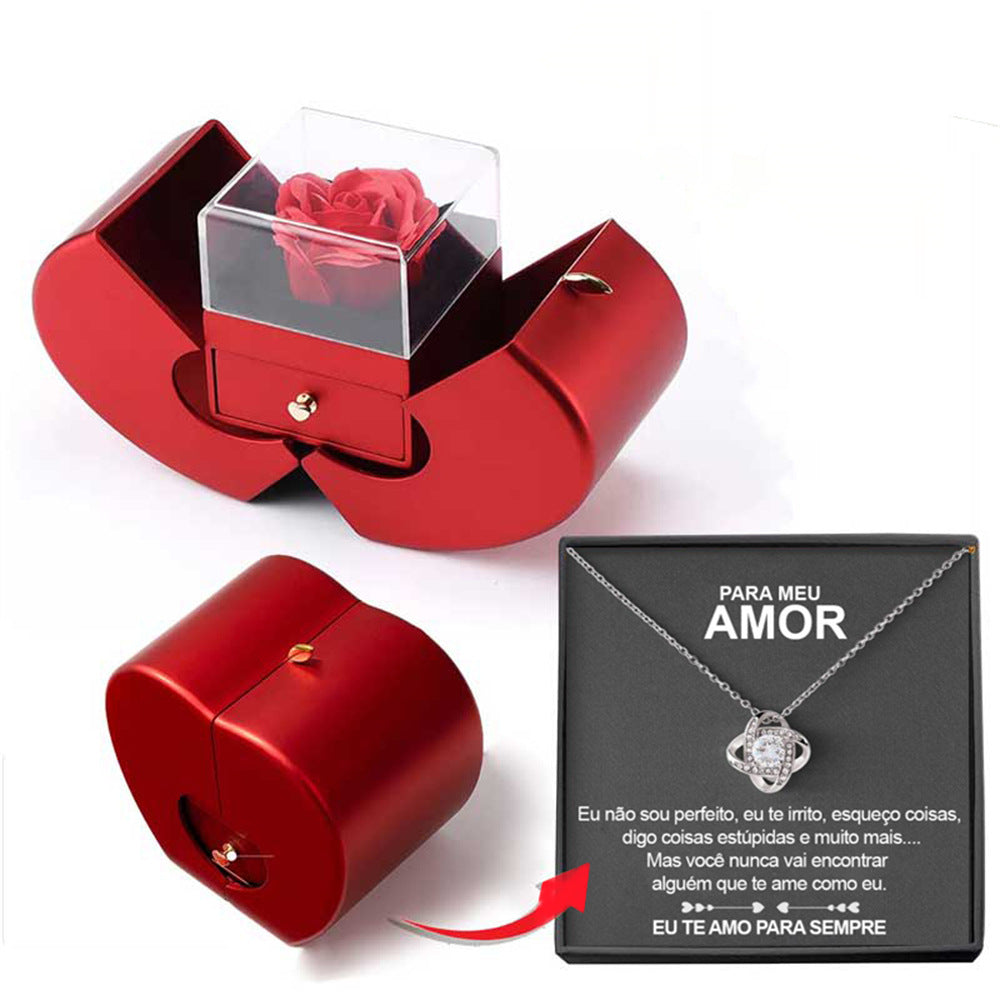 Elegant Eternal Rose Jewelry Box – Apple-Shaped Gift for Her