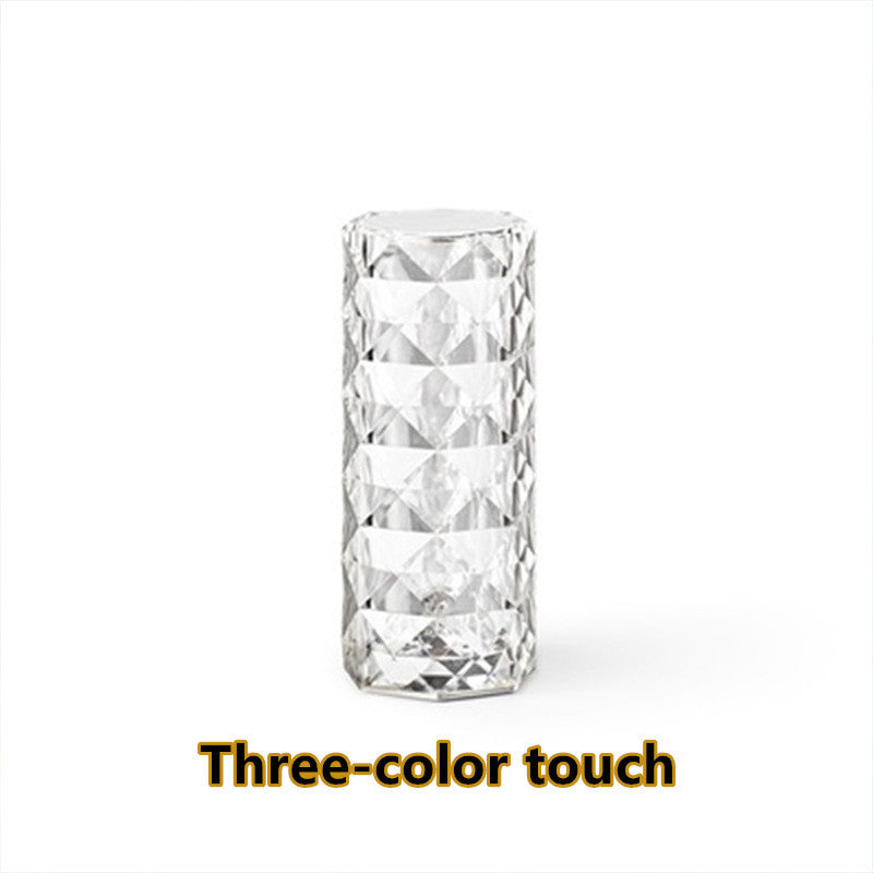 Nordic Crystal USB Table Lamp – Touch Dimming Diamond Night Light