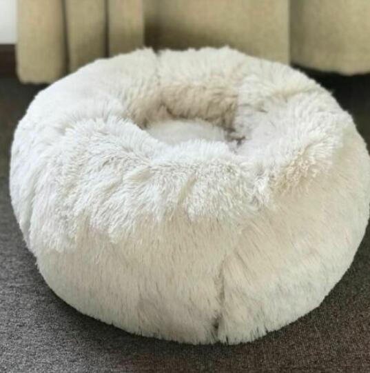 Round Plush Pet Bed – Cozy Nest for Small Dogs & Cats