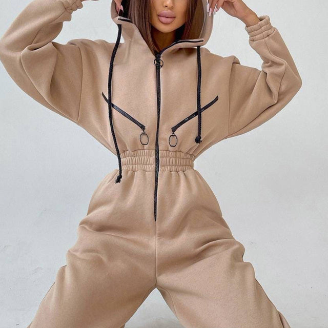 Women’s Casual Hoodie Set – 2 Piece Zipper Drawstring Outfit