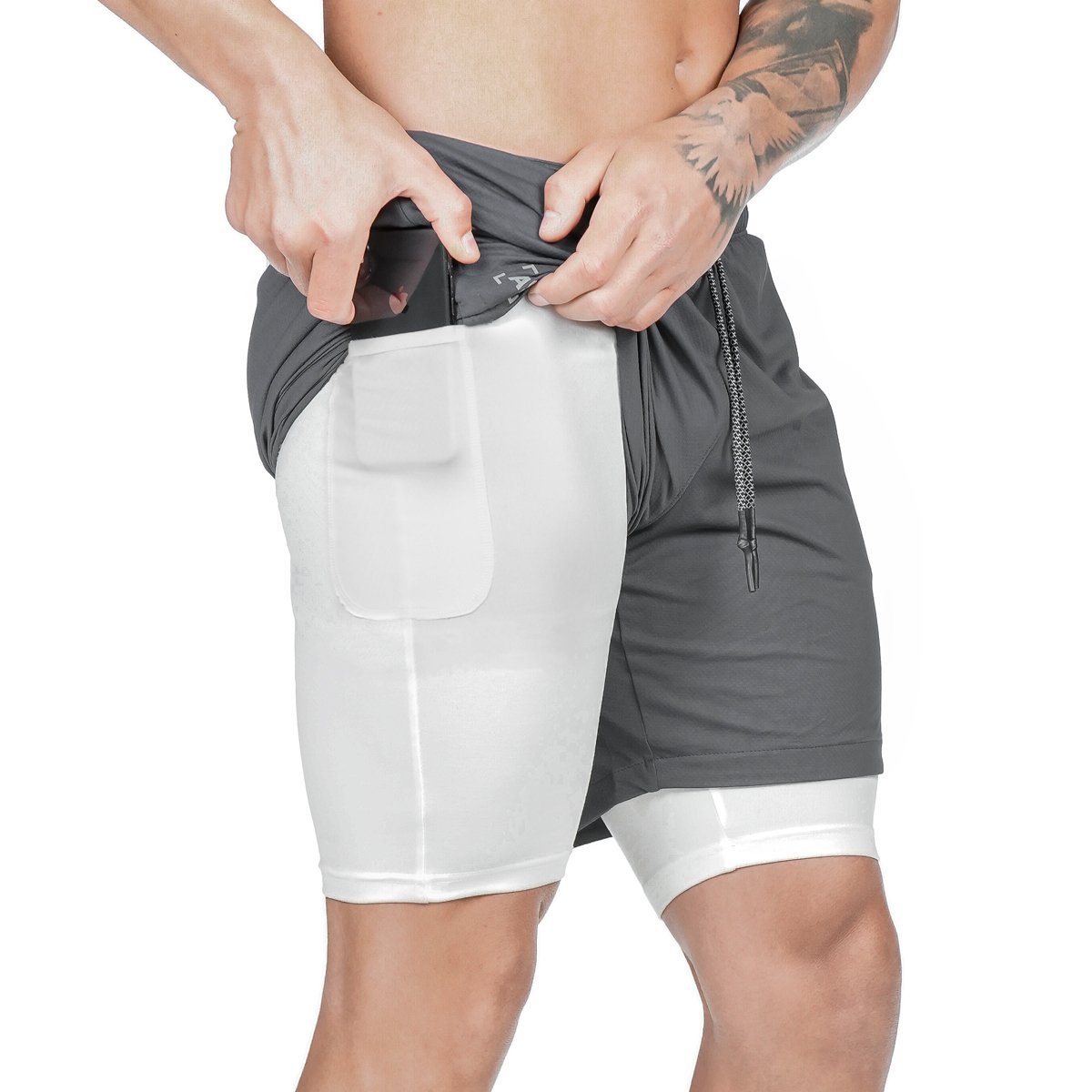Men’s Pocket Compression Shorts – Workout Running Gym Training Underwear