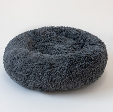 Round Plush Pet Bed – Cozy Nest for Small Dogs & Cats