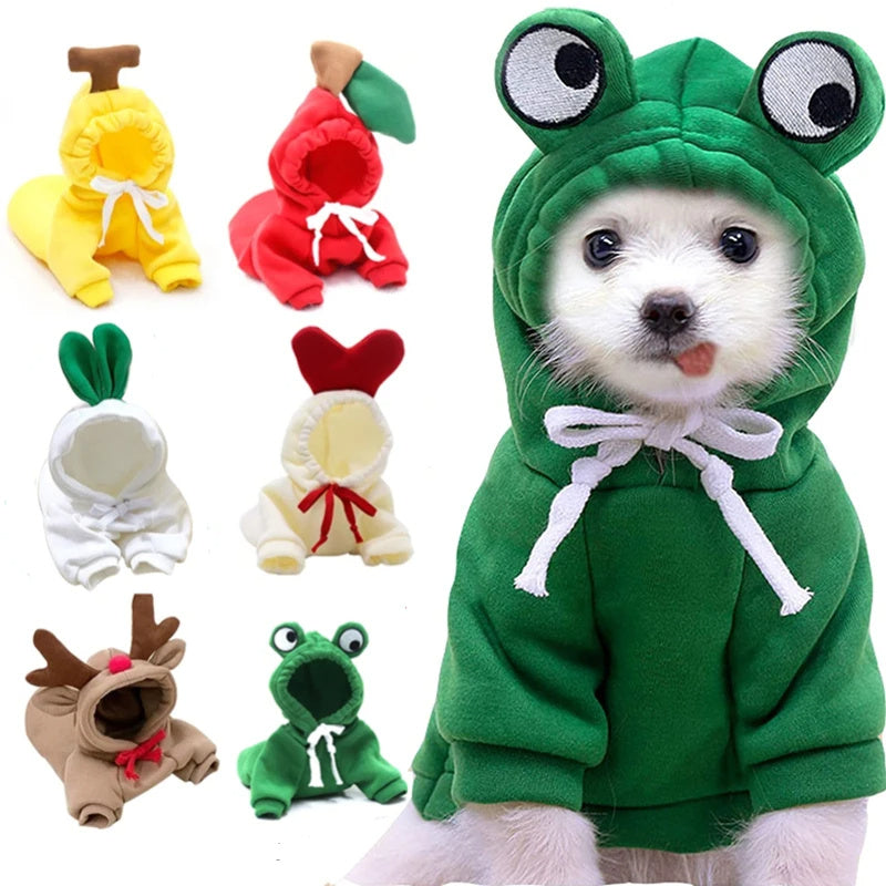 Cute Fruit Dog Hoodie – Warm Fleece Outfit for Small Pets