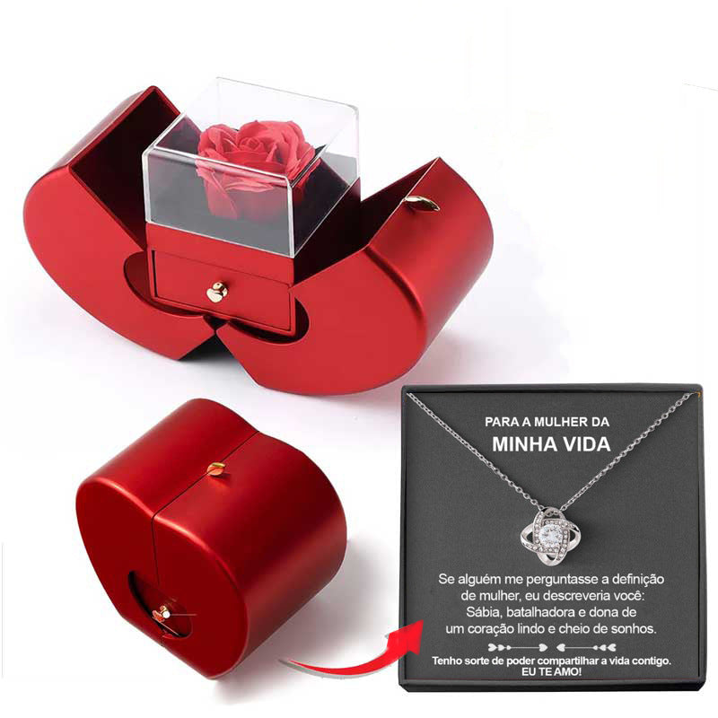Elegant Eternal Rose Jewelry Box – Apple-Shaped Gift for Her
