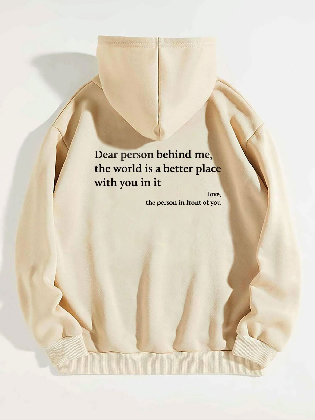 Women’s Plush Hoodie – “Dear Person Behind Me” Letter Print Sweatshirt