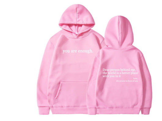 Women’s Plush Hoodie – “Dear Person Behind Me” Letter Print Sweatshirt