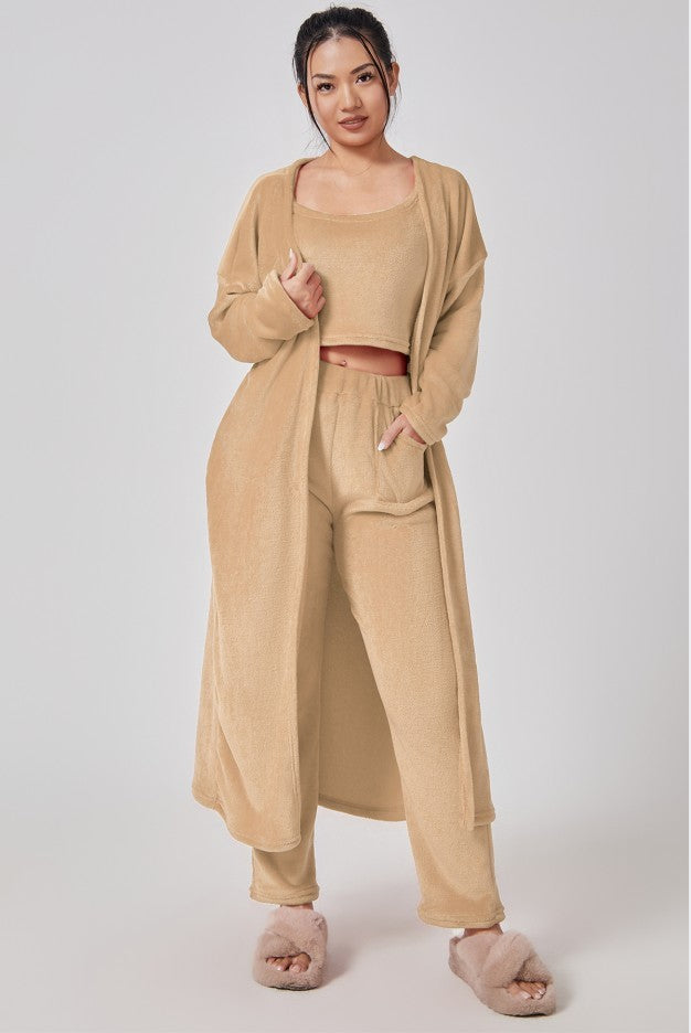 Cozy 3PCS Women’s Lounge Pajama Set – Winter Warm Outfit