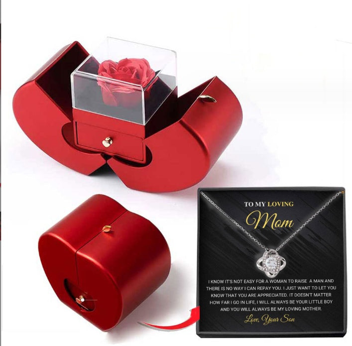 Elegant Eternal Rose Jewelry Box – Apple-Shaped Gift for Her