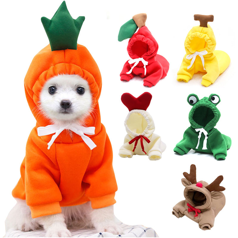 Cute Fruit Dog Hoodie – Warm Fleece Outfit for Small Pets