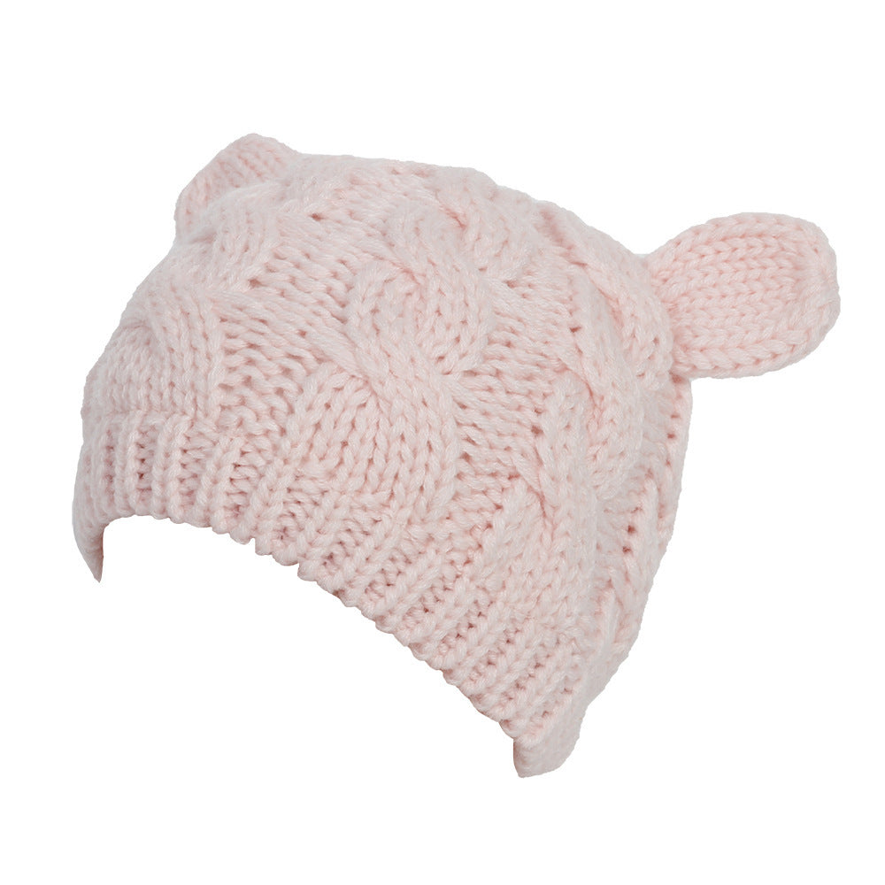 Handmade 3D Cat Ear Beanie – Cute Knitted Winter Hat for Women