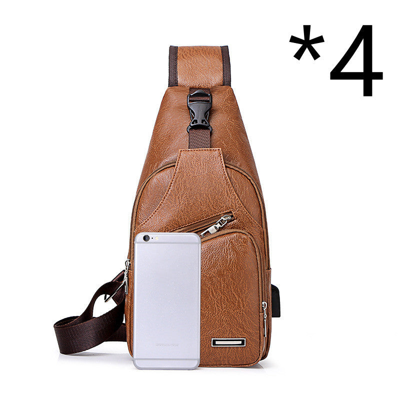 Men’s USB Charging Chest Bag – Casual Fashion Crossbody Shoulder Pack