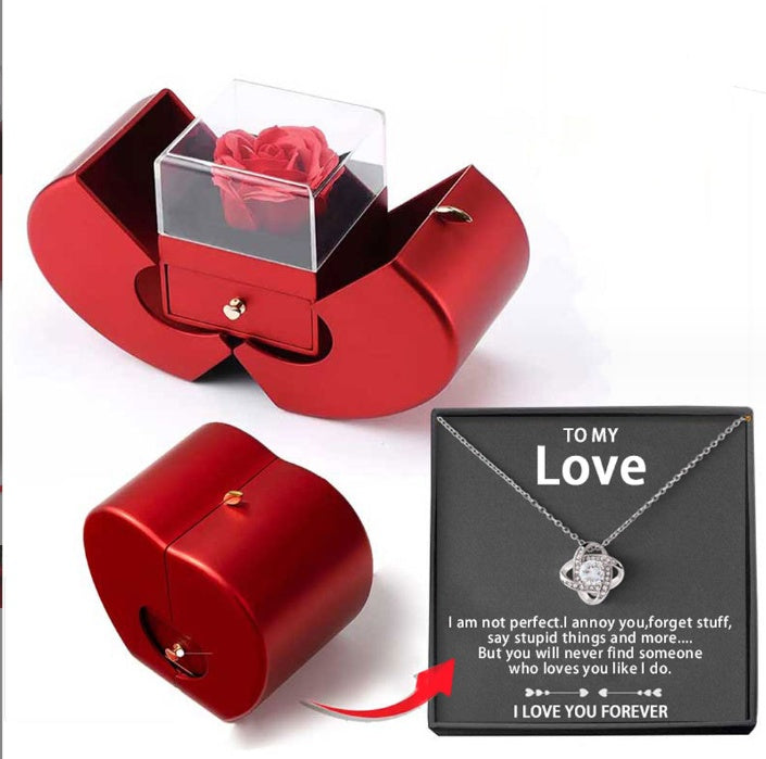 Elegant Eternal Rose Jewelry Box – Apple-Shaped Gift for Her
